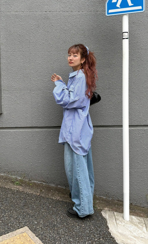 【少量再入荷】ストライプオーバーシャツ